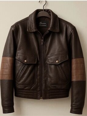 BRUNO Giovanni Lambskin Bomber-Biker Jacket